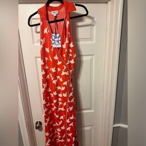 Diane Von Furstenberg X Target orange collared wrap dress.